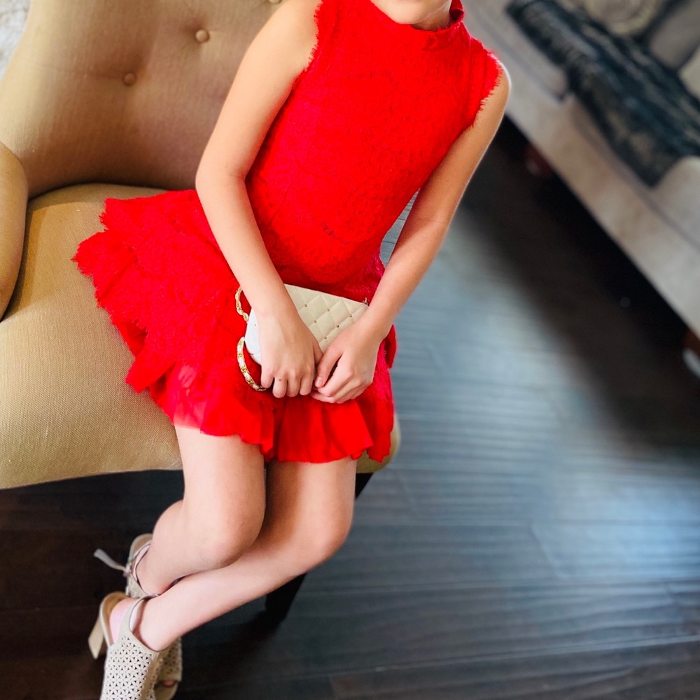 Rare editions beautiful red lace dress